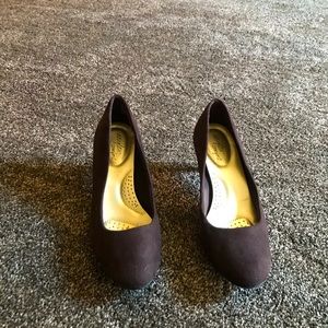 Brown faux suade 2 in heels